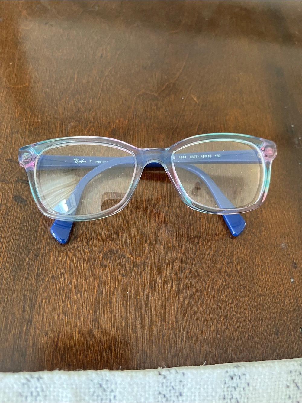 Ray-Ban Kids Iridescent Clear Frame with Blue Temples